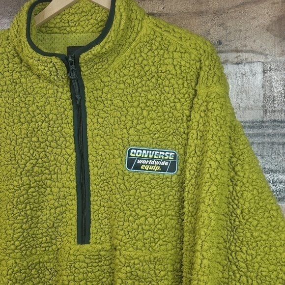 New Converse Green Plush Cozy Hoodie with Logo Patch XXL - Picture 4 of 8